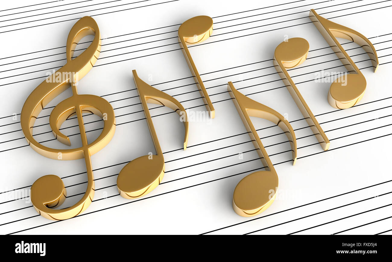 Le rendu 3D de la musique des notes sur l'arrière-plan personnel Banque D'Images