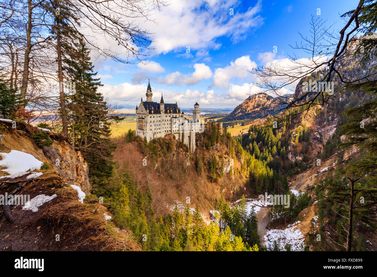 Le château de Neuschwanstein en hiver paysage, Fussen, Allemagne Banque D'Images