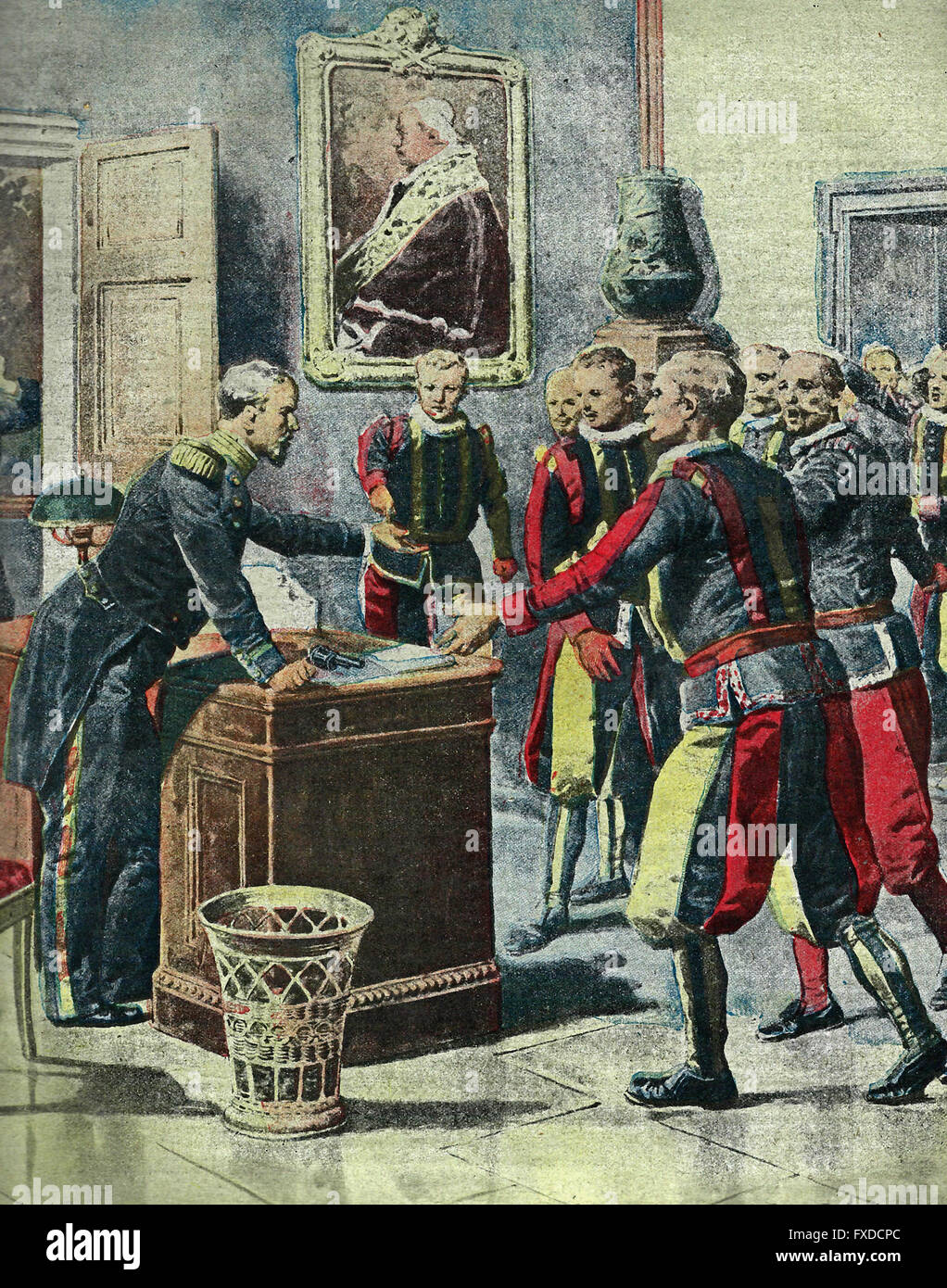 Une révolution miniature au Vatican ; la conversation dramatique entre le Colonel répondre et les Gardes Suisses, 1913 Banque D'Images
