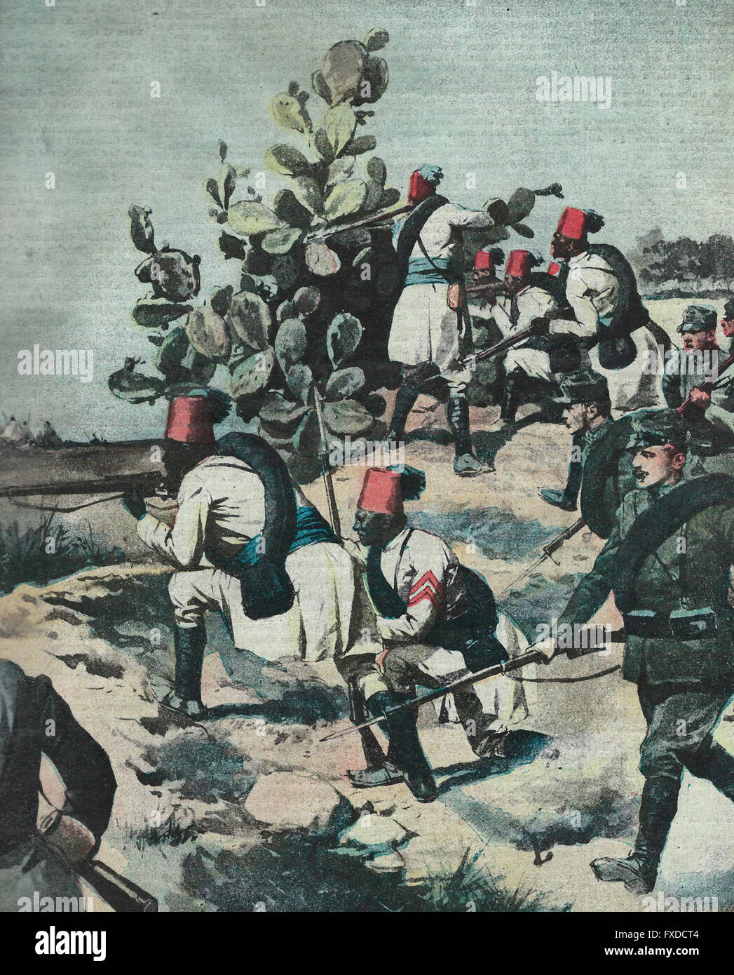 Cyrénaïque commence les hostilités avec les Bédouins - une lutte à Benghazi, 1913 Banque D'Images