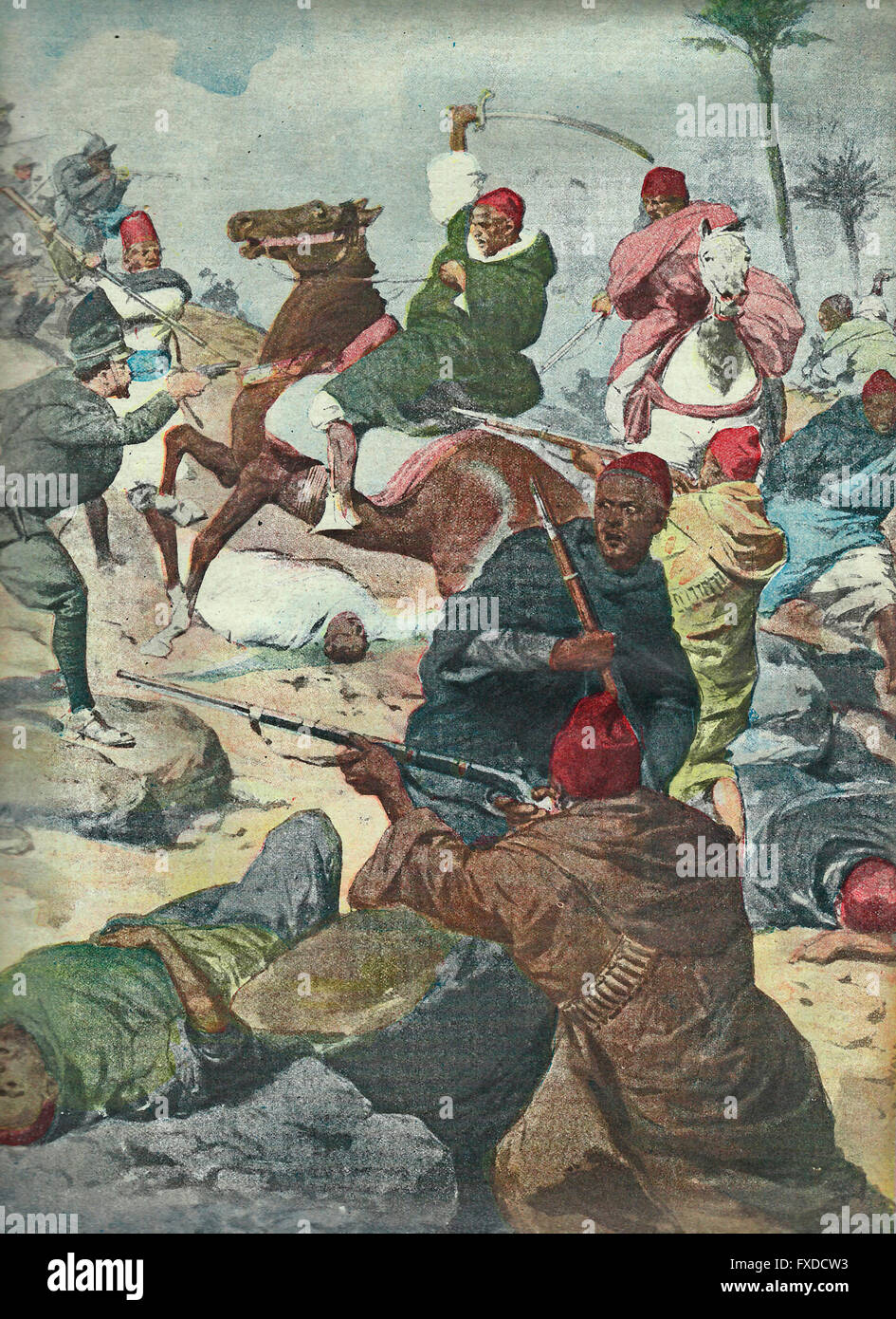 Une tentative malavisée des Bédouins de la Cyrénaïque à reprendre les combats contre les Italiens, 1913 Banque D'Images