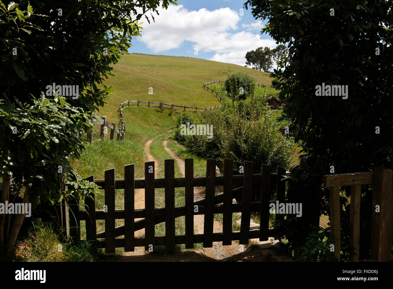 La Comté. Hobbiton movie set en Nouvelle Zélande Banque D'Images