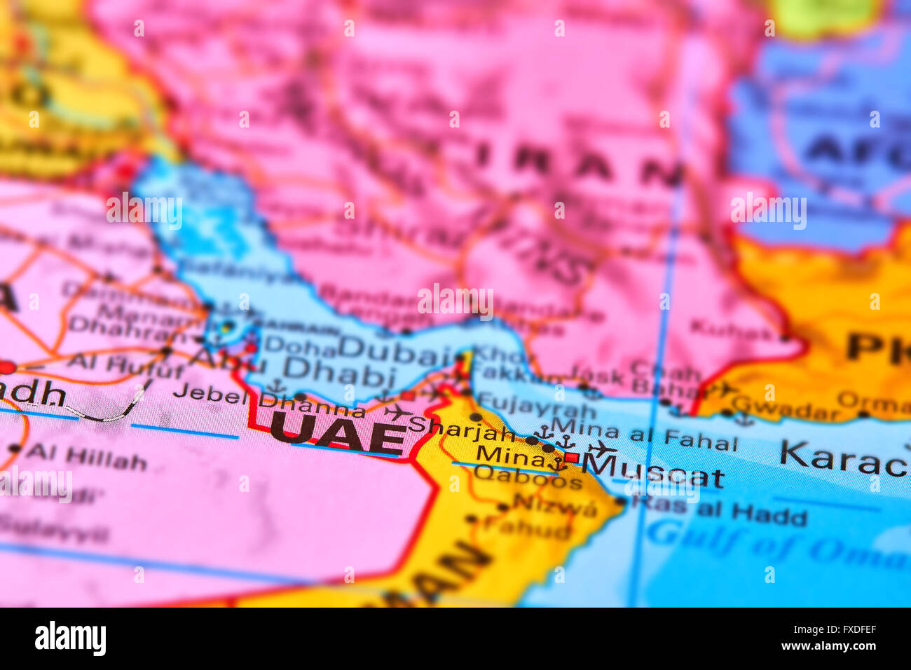 Emirats arabes unis pays du Moyen-Orient sur la carte du monde Banque D'Images