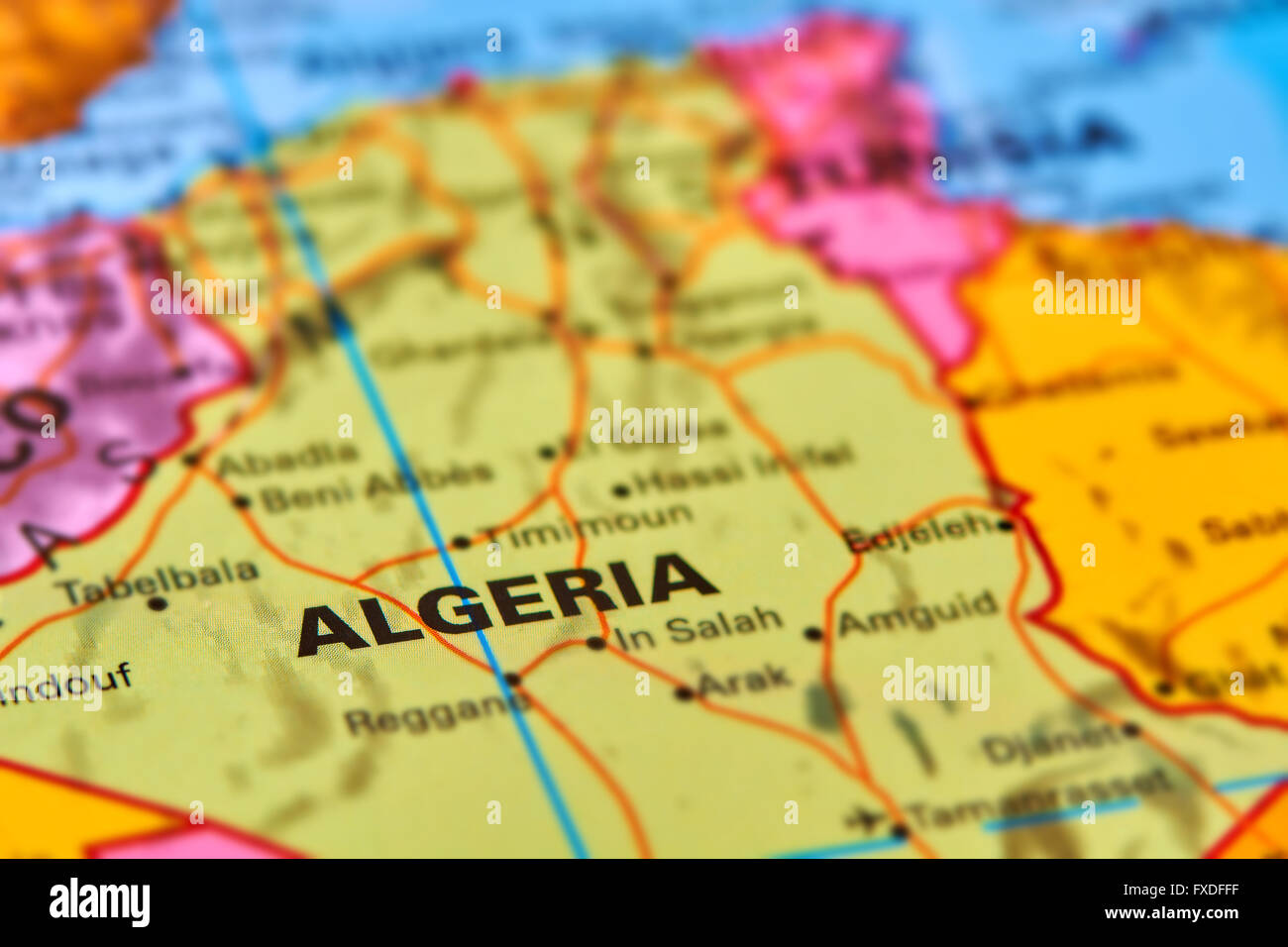 L'Algérie Pays d'Afrique sur la carte du monde Banque D'Images