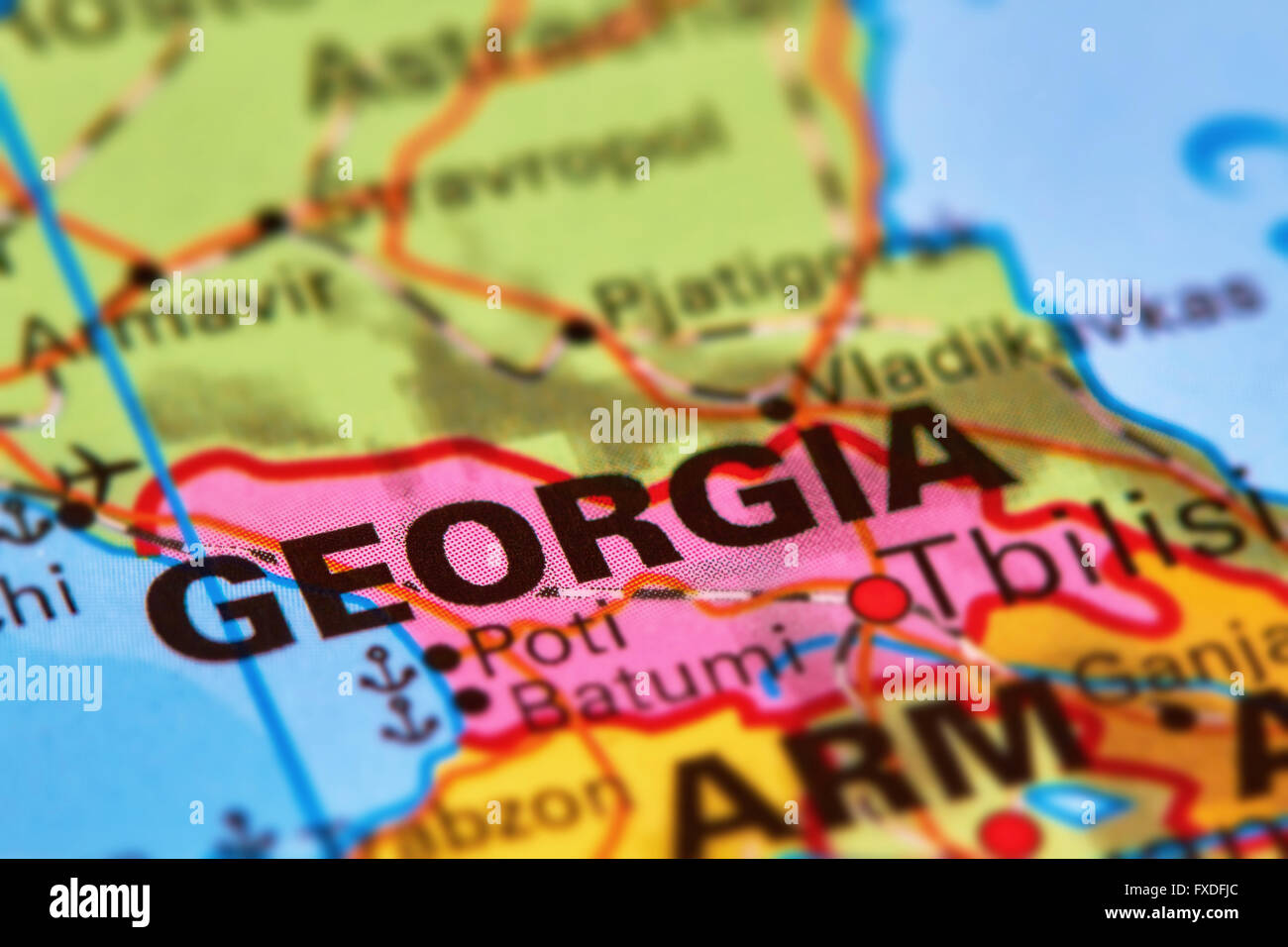 La Géorgie, pays d'Europe sur la carte du monde Banque D'Images