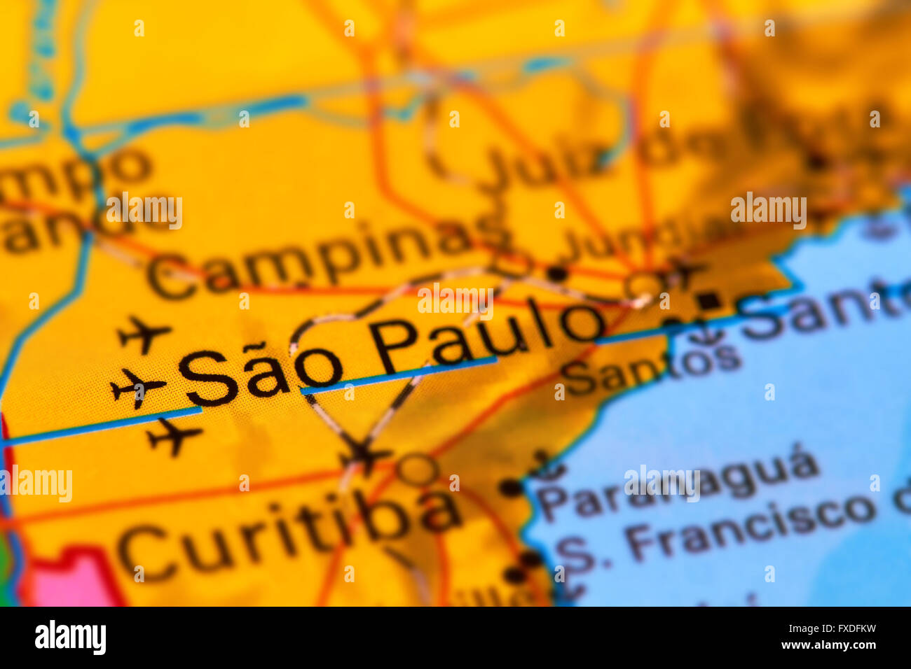 Sao Paulo, ville du Brésil sur la carte du monde Banque D'Images