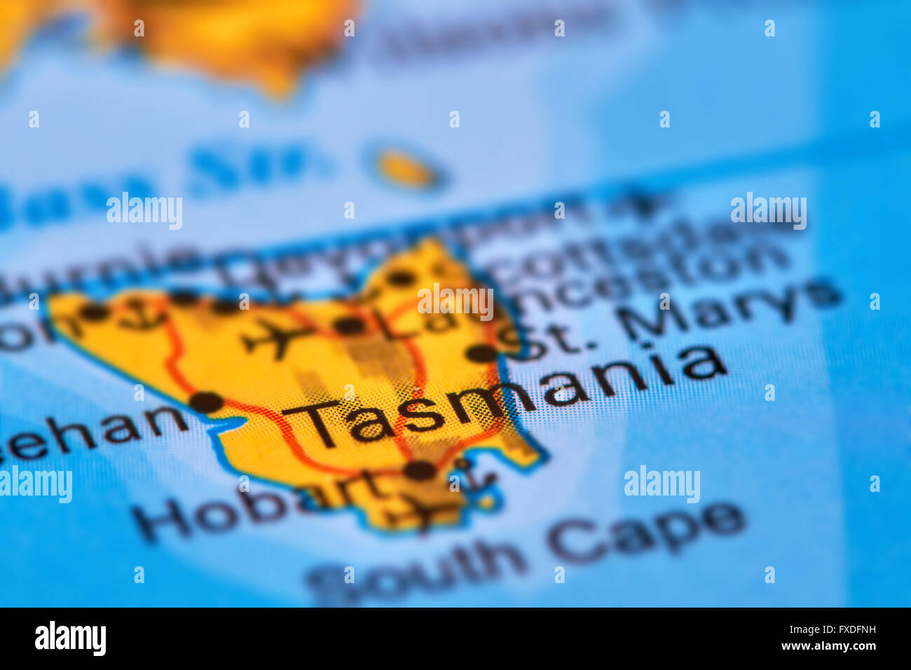 L'île de Tasmanie en Australie sur la carte du monde Banque D'Images