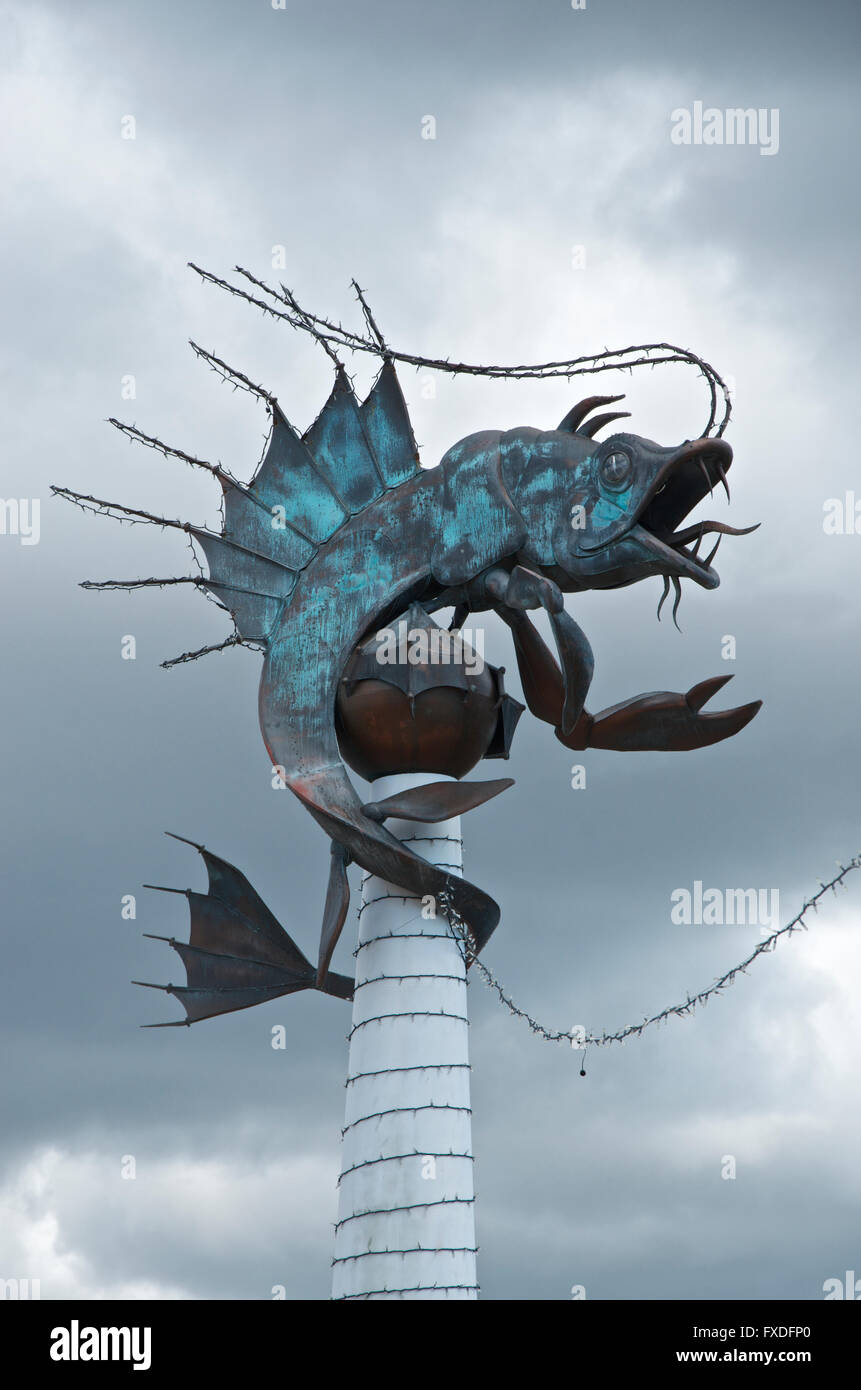 La sculpture Levianthan sur Plymouth Barbican par Brian est tombé Banque D'Images