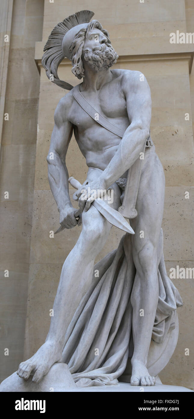 Philopoemen (253 BC-183 BC). Général grec qualifiés. Achéens strategos sur huit occasions. La Statue de David d'Angers, 1837. Banque D'Images