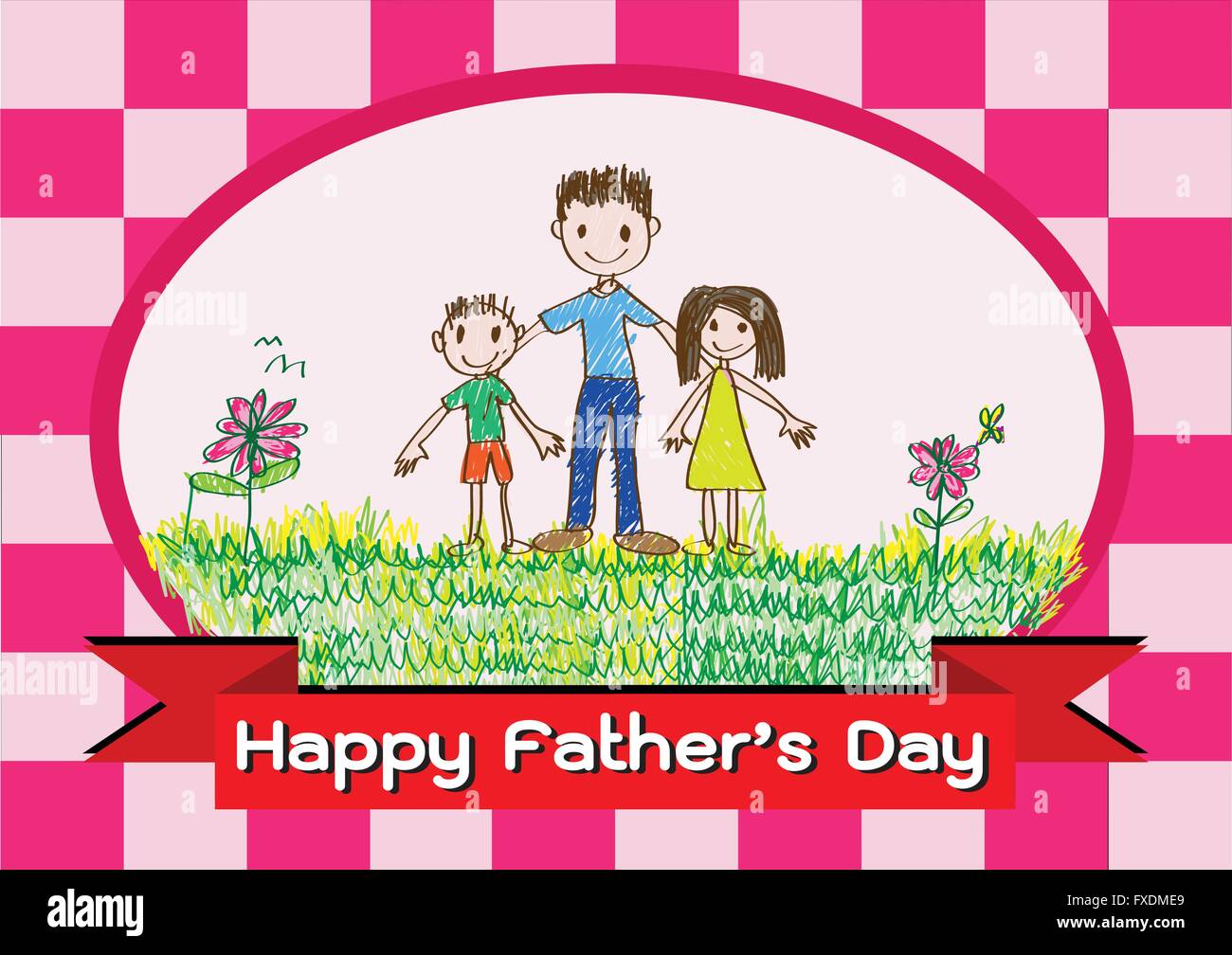 Happy mothers day card avec la famille de caricatures dans illustration Illustration de Vecteur