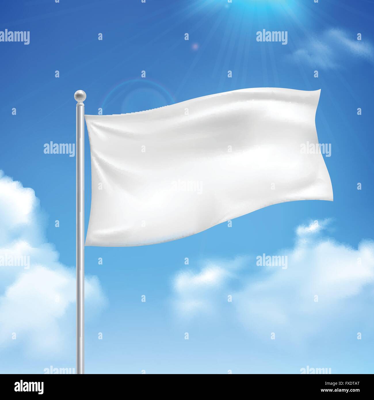 Drapeau blanc fond de ciel bleu poster Illustration de Vecteur