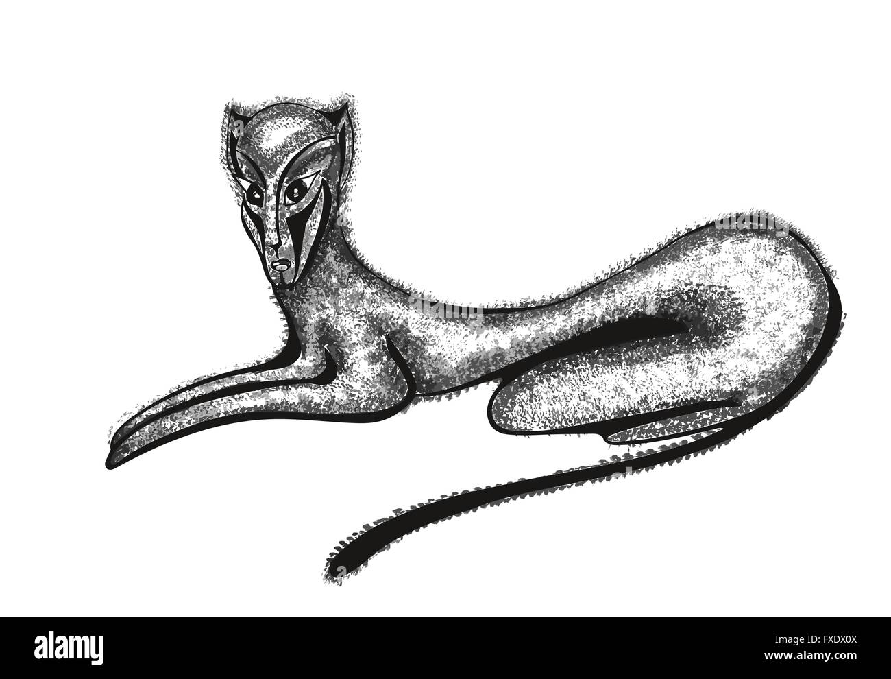 Surreal dessin à la main cat. Illustration vecteur de sacré. Mystérieux, symbolique, spirituelle, chamanique, ésotérique, nouvel âge. Illustration de Vecteur