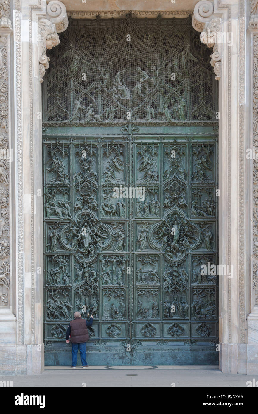 Entrée de la cathédrale de Milan, Piazza del Duomo, Milan, Italie Banque D'Images