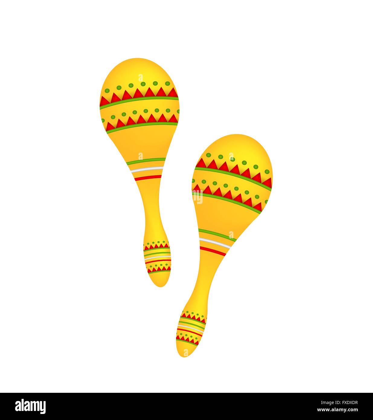 Paire de Maracas colorées isolé sur fond blanc Illustration de Vecteur