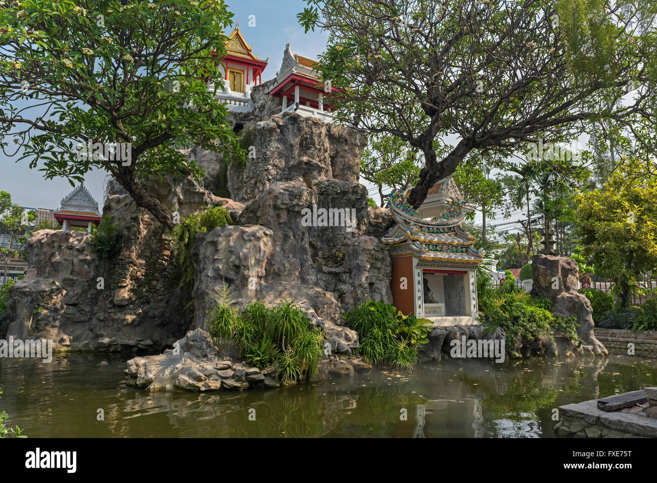 Wat Prayoon Turtle Mountain Bangkok Thaïlande Banque D'Images