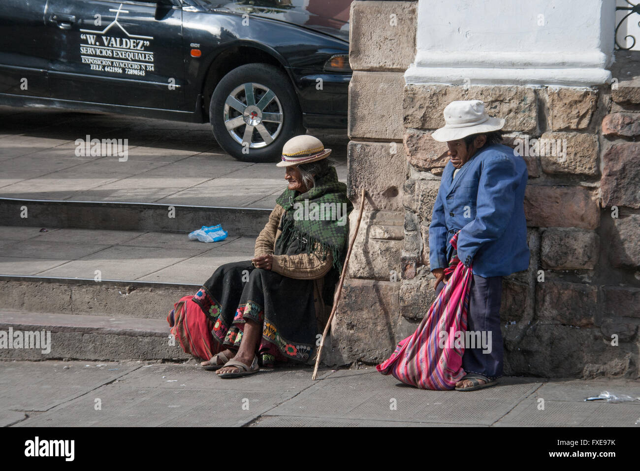 La Bolivie, les pauvres dans la rue. Banque D'Images