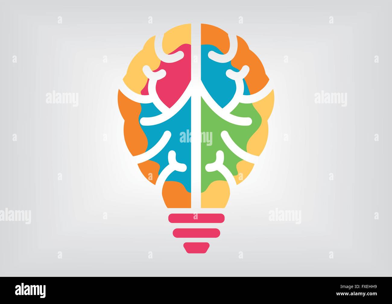 Infographie colorée de la créativité et de l'intelligence concept. Icône de cerveau et de l'ampoule. Illustration de Vecteur