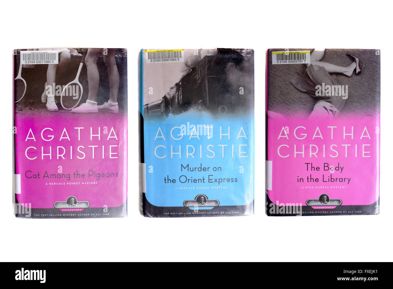 Les livres d'Agatha Christie photographié sur un fond blanc. Banque D'Images