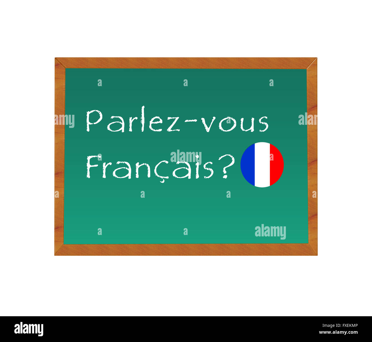 Tableau noir avec le texte parlez-vous l'anglais dans la langue française Banque D'Images