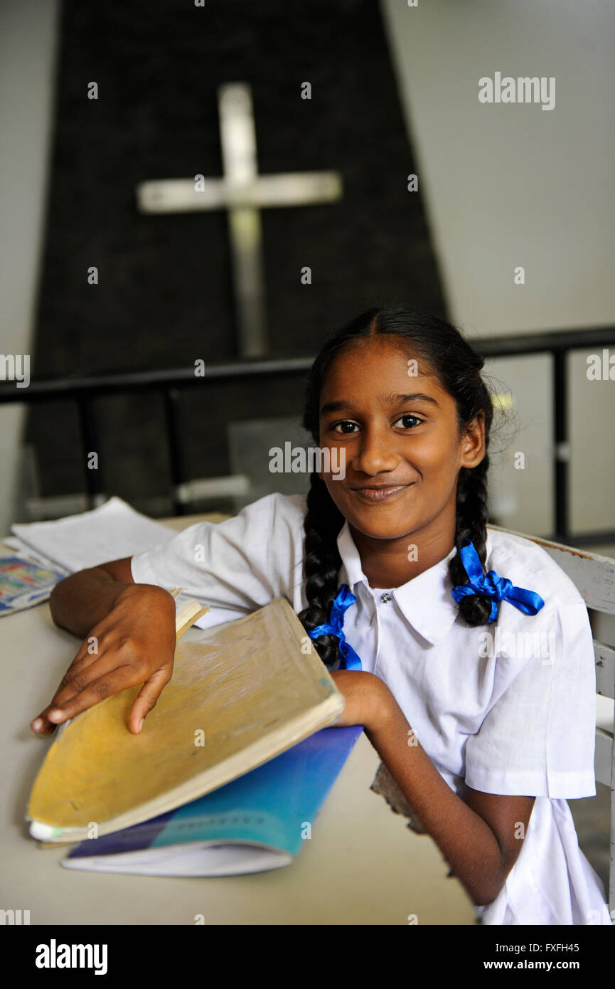 Sri Lanka Colombo, Samata Sarana, projet par l'église catholique pour l'éducation des enfants des bidonvilles / Hilfsprojekt kirchliches Samata Sarana, Bildung fuer Kinder aus Bidonvilles Banque D'Images
