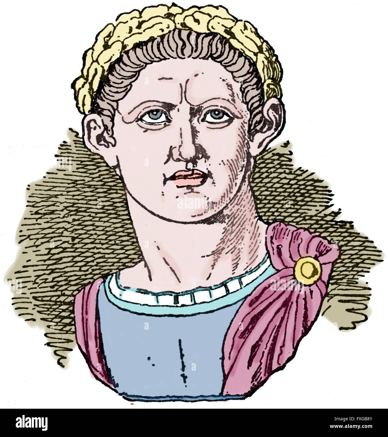 Constantin le Grand (272). AD AD-337 Empereur romain de 306-337 AD. La gravure. La couleur. Banque D'Images