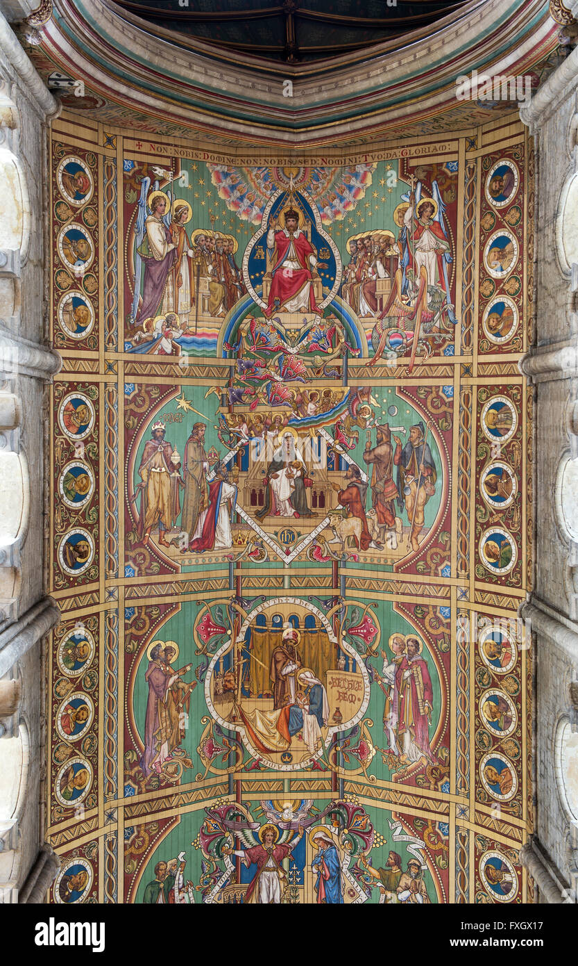 Cathédrale d'Ely nef peinte au plafond. Ely, Cambridgeshire, Angleterre Banque D'Images