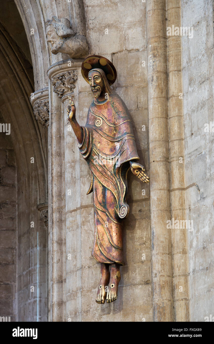 Cathédrale d'Ely Jésus statue. Ely, Cambridgeshire, Angleterre Banque D'Images