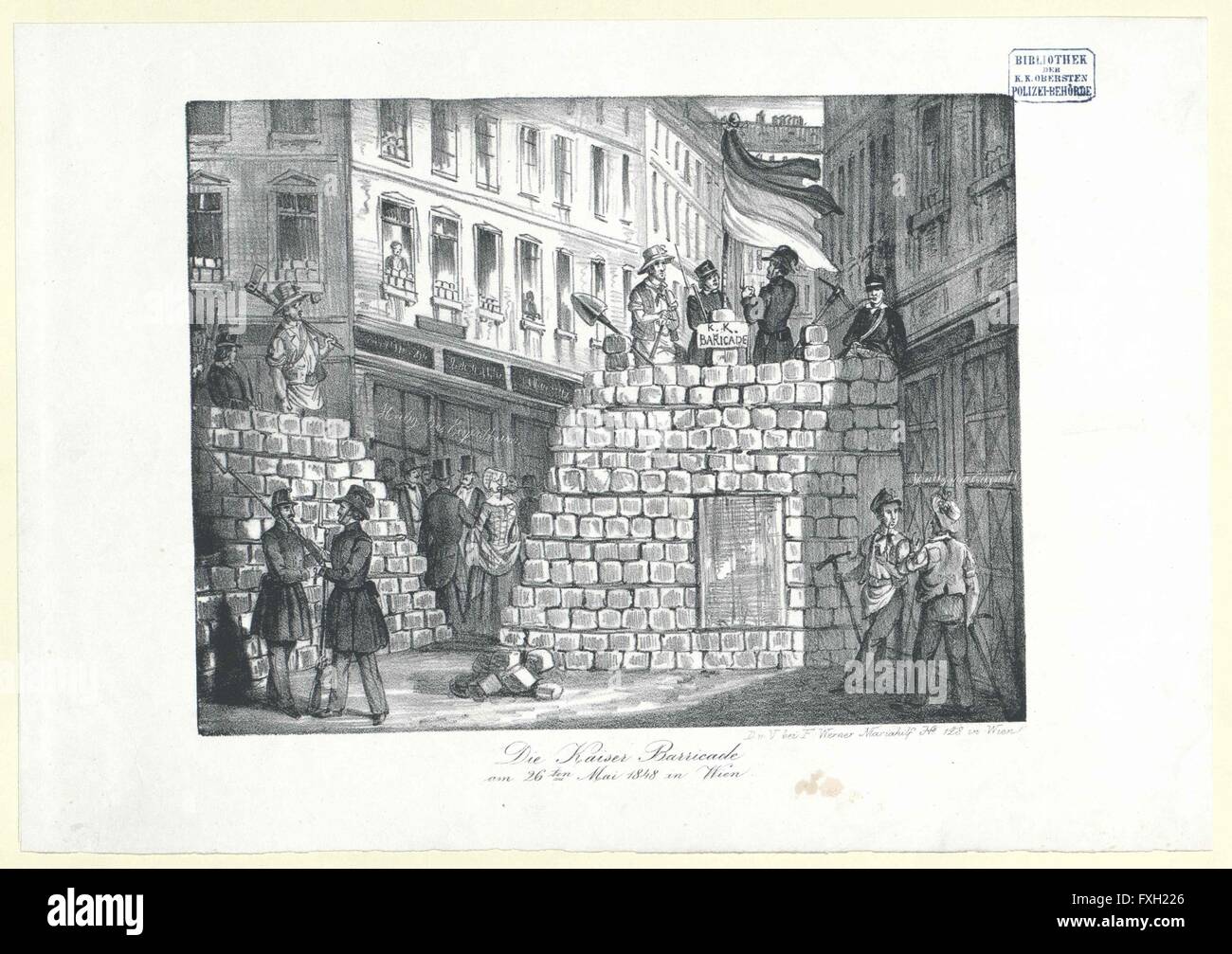 Die Kaiser Barricade 26am 10 Mai 1848 in Wien Banque D'Images