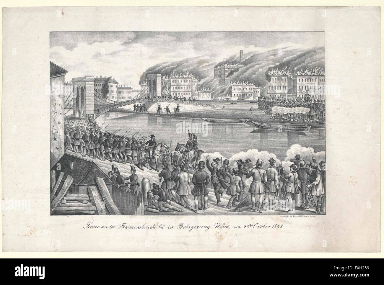 Une scène der Franzensbrücke, bei der Belagerung Wien's, 28 Octobre 1848 10 h Banque D'Images