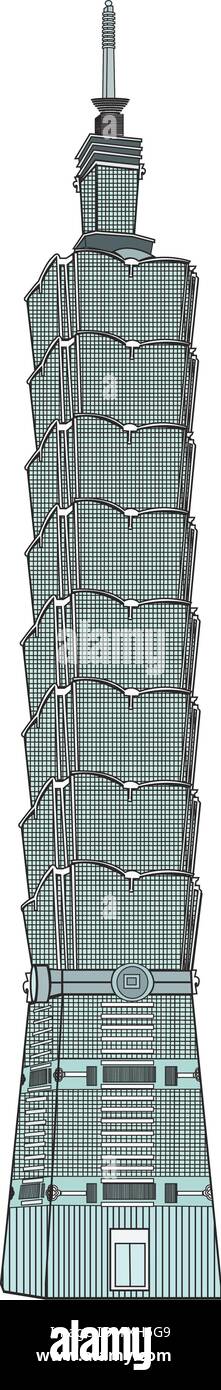La Taipei, Taïwan sur les toits de la ville au crépuscule Illustration de Vecteur