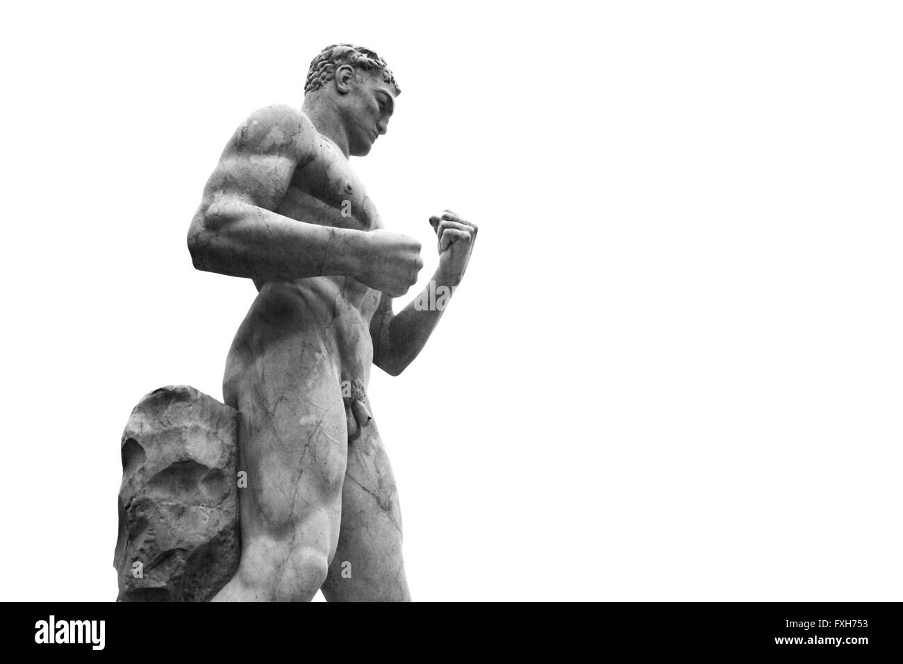 Statue de l'athlète dans le Stadio dei Marmi. Stade des billes d'un complexe sportif au Foro Italico à Rome, Italie Banque D'Images Statue de l'athlète dans le Stadio dei Marmi. Stade des billes d'un complexe sportif au Foro Italico à Rome, Italie Banque D'Images