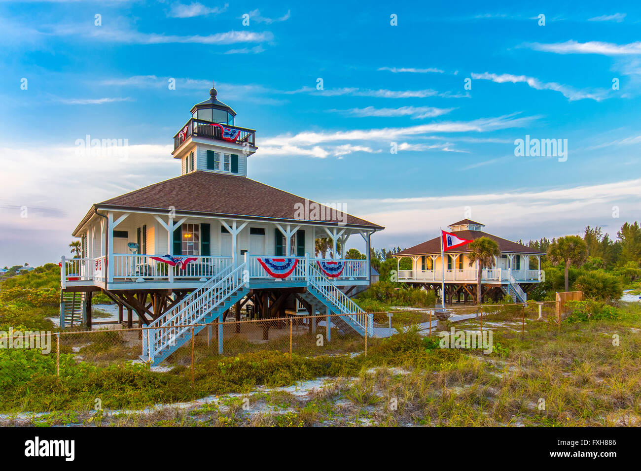 Le phare de Port Boca Grande & Musée également connu sous le nom de Gasparilla Island Light Station sur le golfe du Mexique à Gasparilla Island Banque D'Images