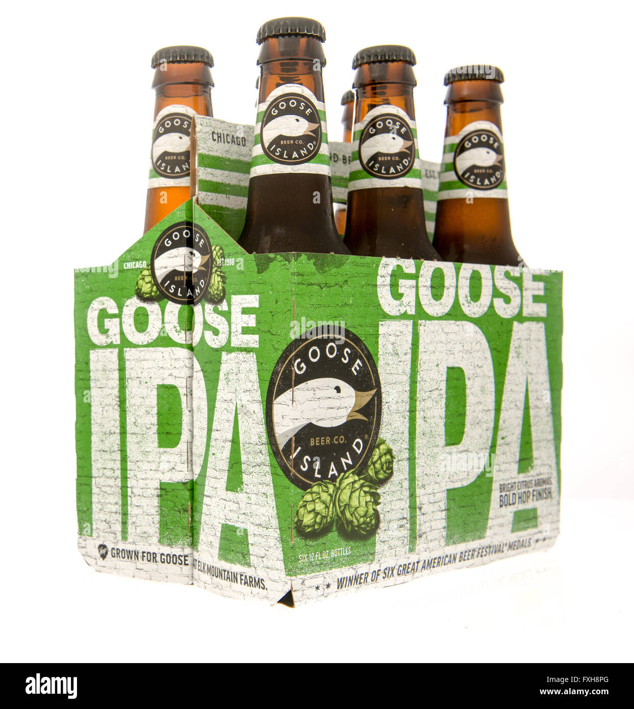 Winneconne, WI -27 oct 2015 : Six pack de bière IPA Goose Island. Banque D'Images