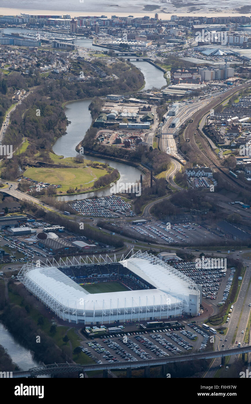 Photos aériennes du stade Liberty à Swansea, Pays de Galles du sud. Banque D'Images