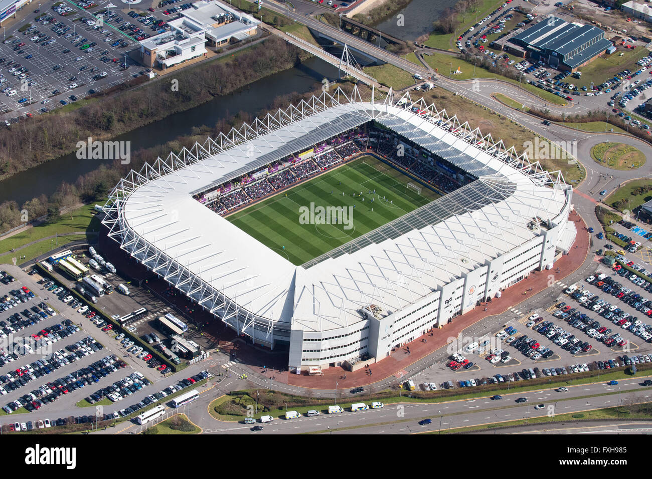 Photos aériennes du stade Liberty à Swansea, Pays de Galles du sud. Banque D'Images