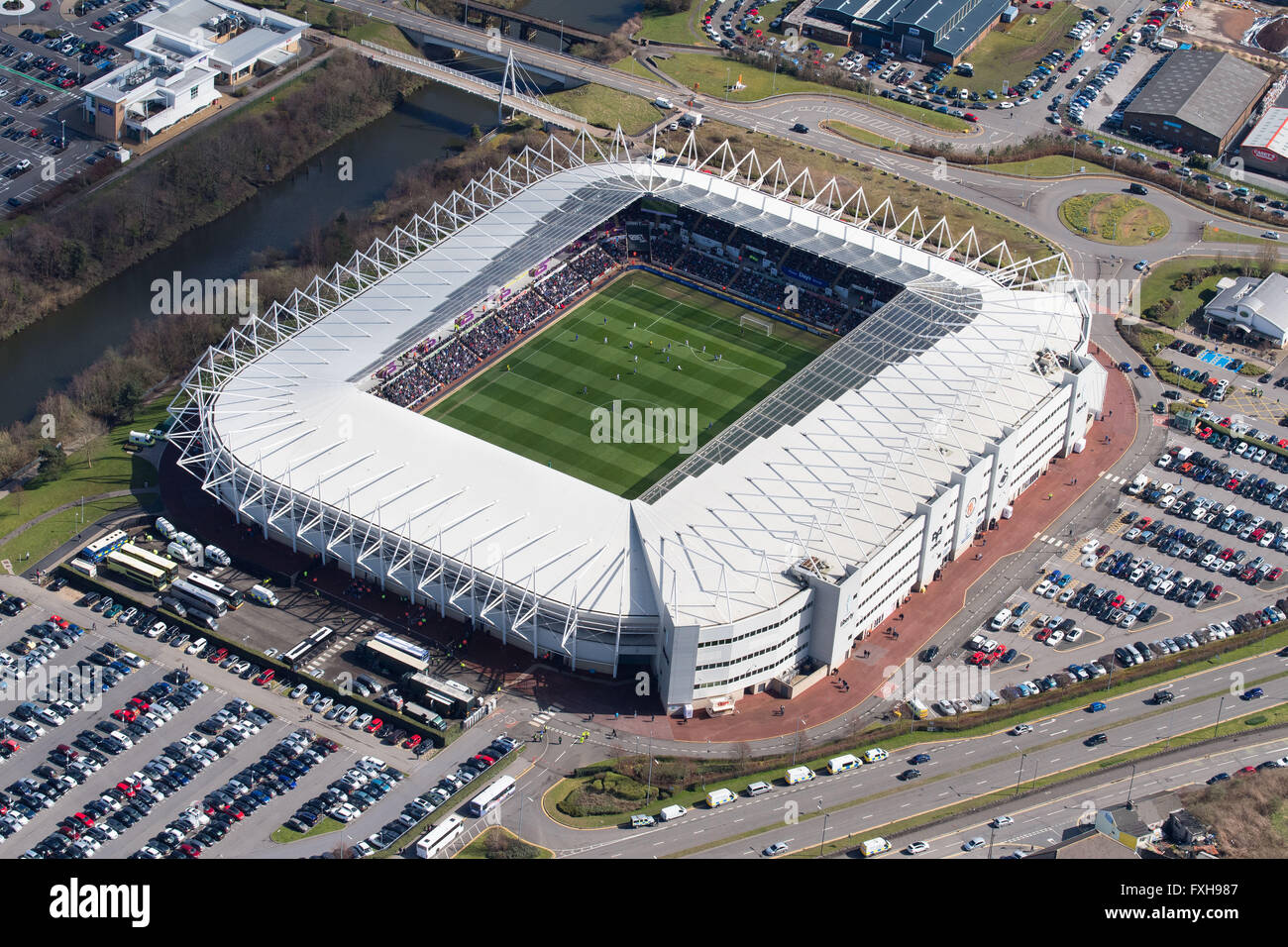 Photos aériennes du stade Liberty à Swansea, Pays de Galles du sud. Banque D'Images