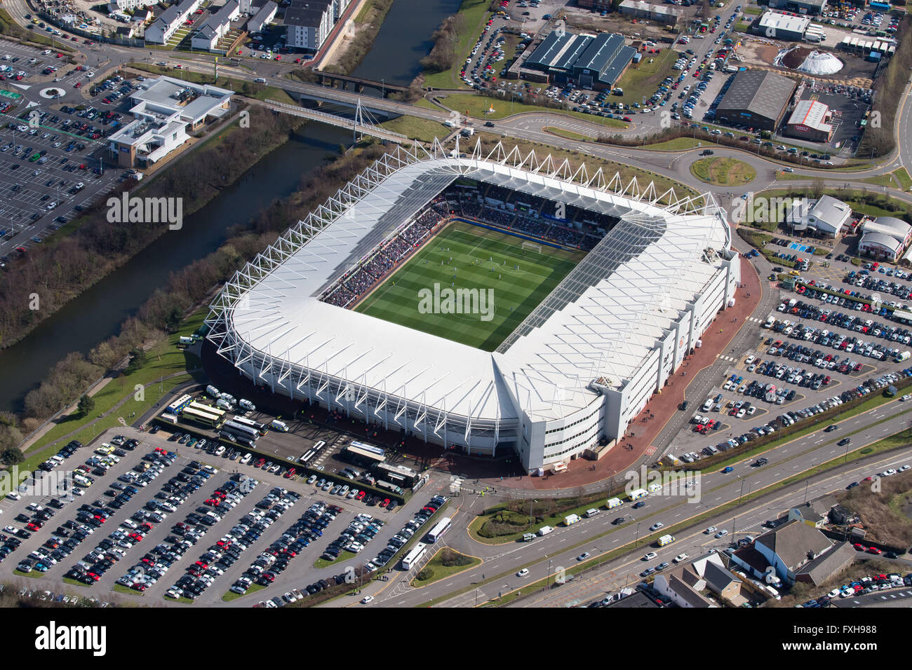 Photos aériennes du stade Liberty à Swansea, Pays de Galles du sud. Banque D'Images