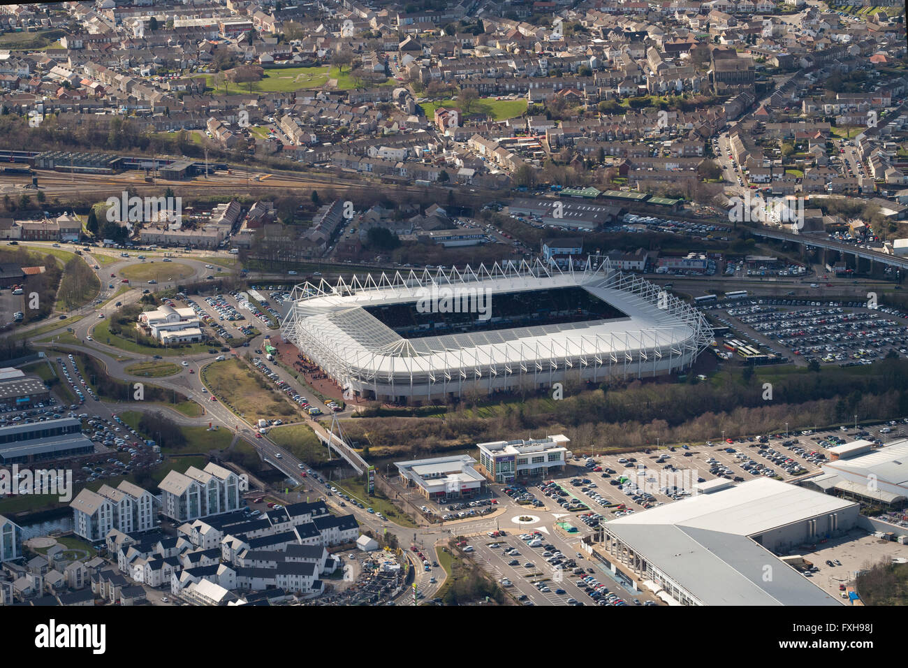 Photos aériennes du stade Liberty à Swansea, Pays de Galles du sud. Banque D'Images