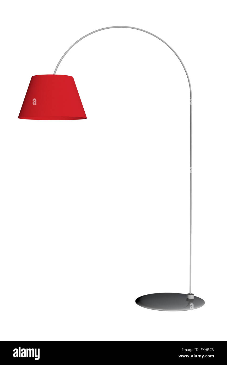 Lampadaire rouge isolé sur fond blanc. Le rendu 3D. Banque D'Images