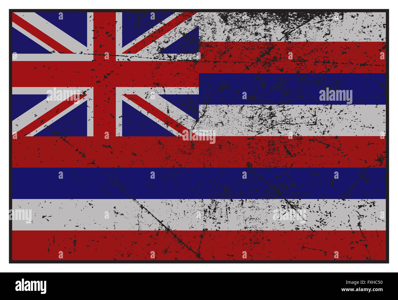 Un grunged Hawaii drapeau isolé sur fond blanc Banque D'Images