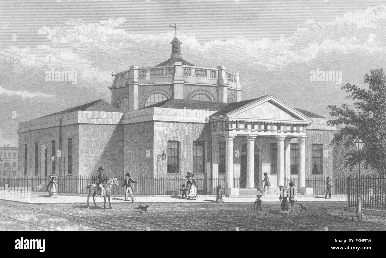 Londres : le Guildhall, Westminster, antique print 1828 Banque D'Images