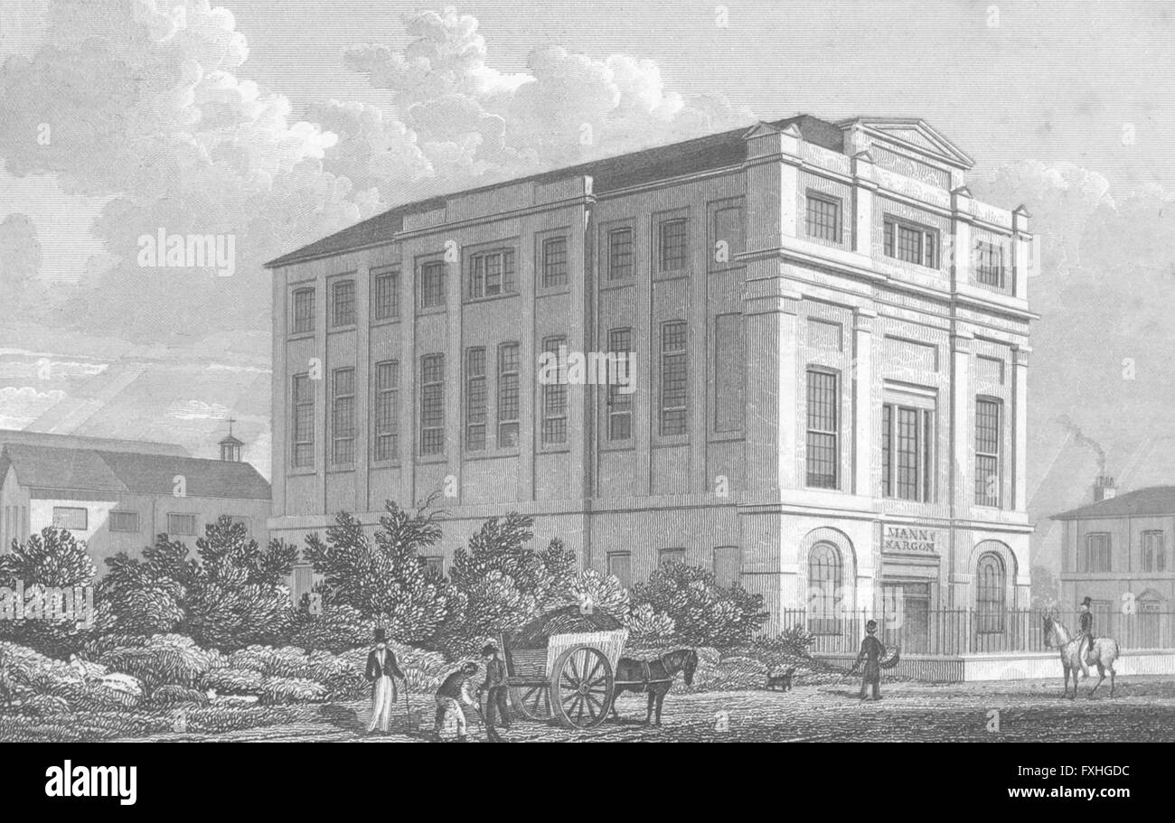 Londres : Bâtiments, Highfield, Camden Road, antique print 1829 Banque D'Images