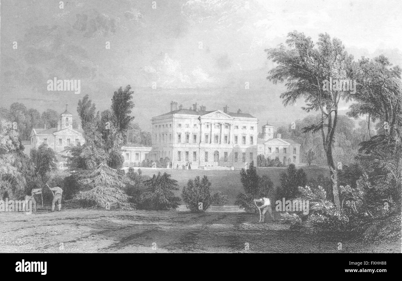NORTHUMBS : Howick Hall, antique print c1840 Banque D'Images