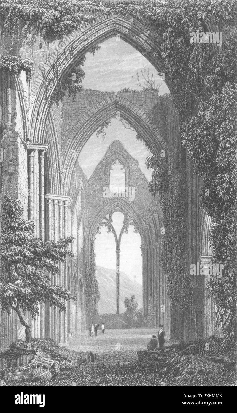 Abbaye de TINTERN :, Monmouthshire : Monmouth Gastineau, antique print c1830 Banque D'Images