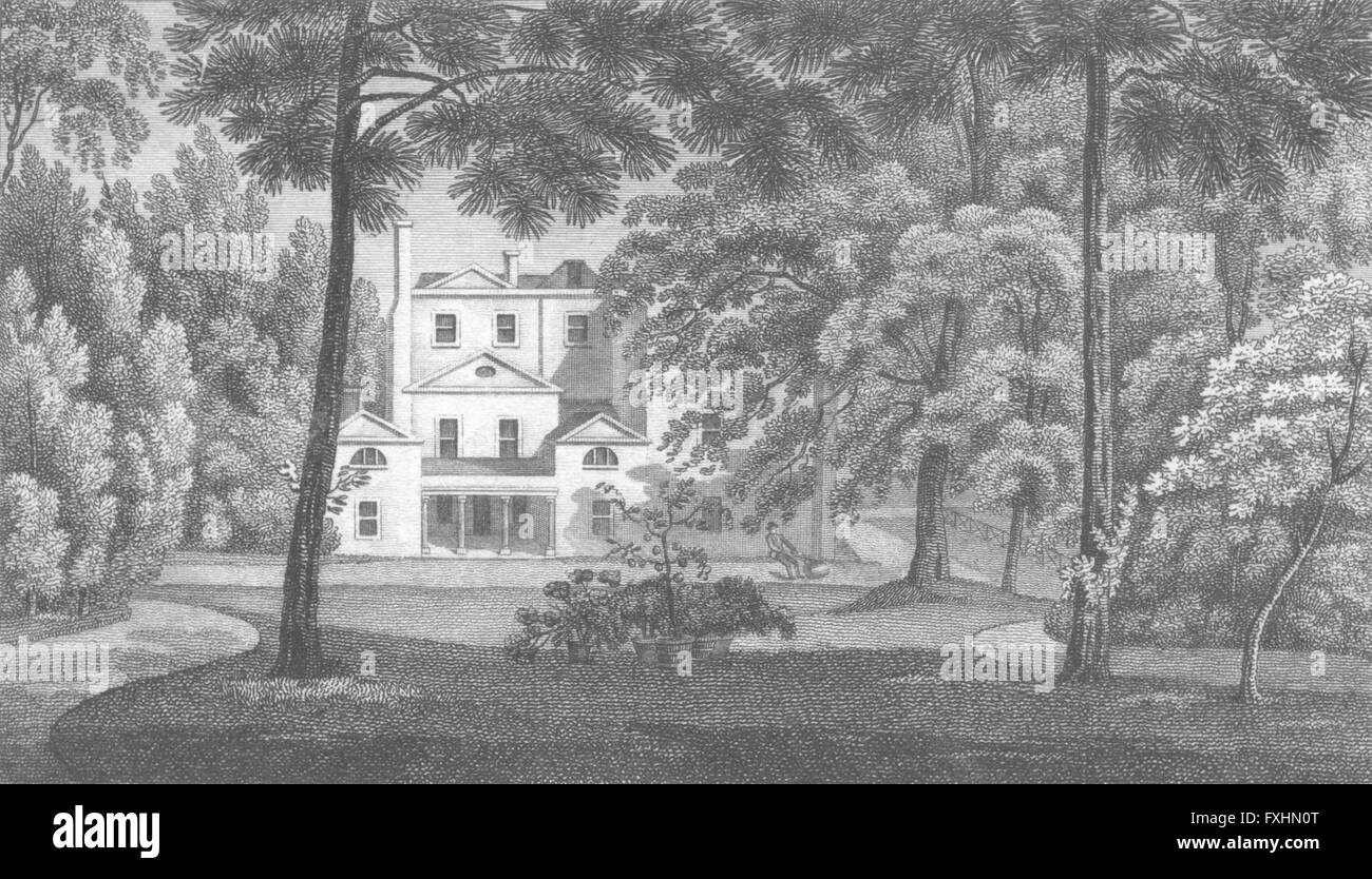 S : Enfield Chase Lodge, Nathaniel Grundrey : Hughson, antique print 1805 Banque D'Images