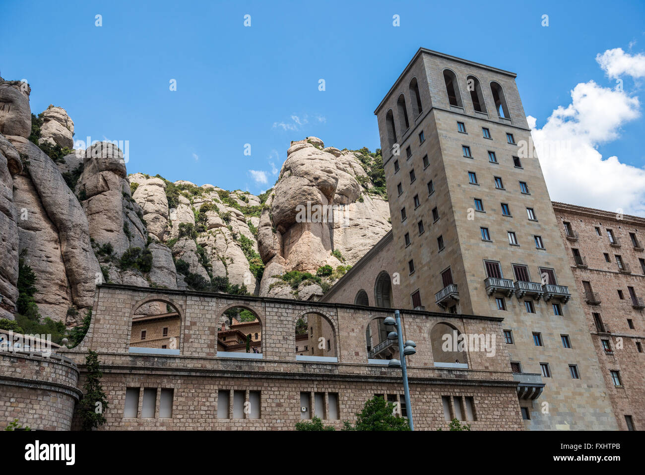 Sanctuaire de l'abbaye bénédictine Santa Maria de Montserrat sur la montagne de Montserrat à Monistrol de Montserrat, en Catalogne, Espagne Banque D'Images