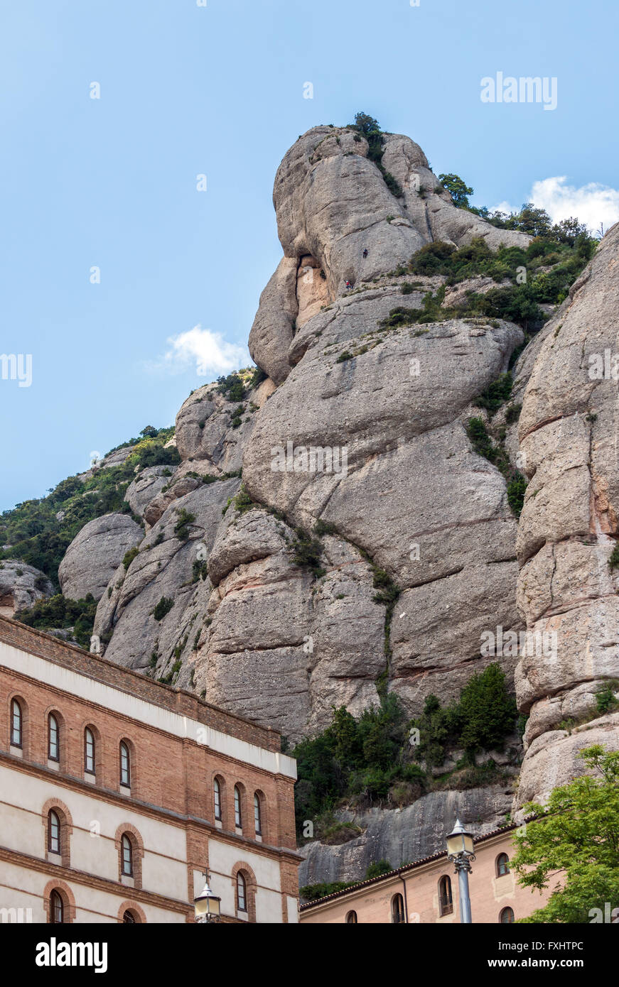 Plus de roches abbaye bénédictine Santa Maria de Montserrat sur la montagne de Montserrat à Monistrol de Montserrat, en Catalogne, Espagne Banque D'Images