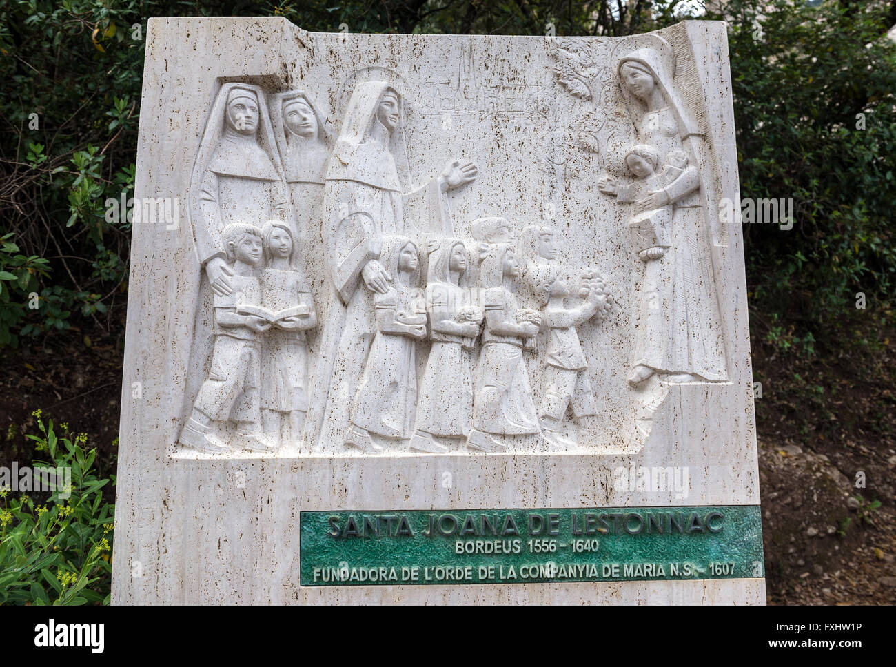 Sainte Jeanne de Lestonnac sursis en abbaye bénédictine Santa Maria de Montserrat sur la montagne de Montserrat, en Catalogne, Espagne Banque D'Images