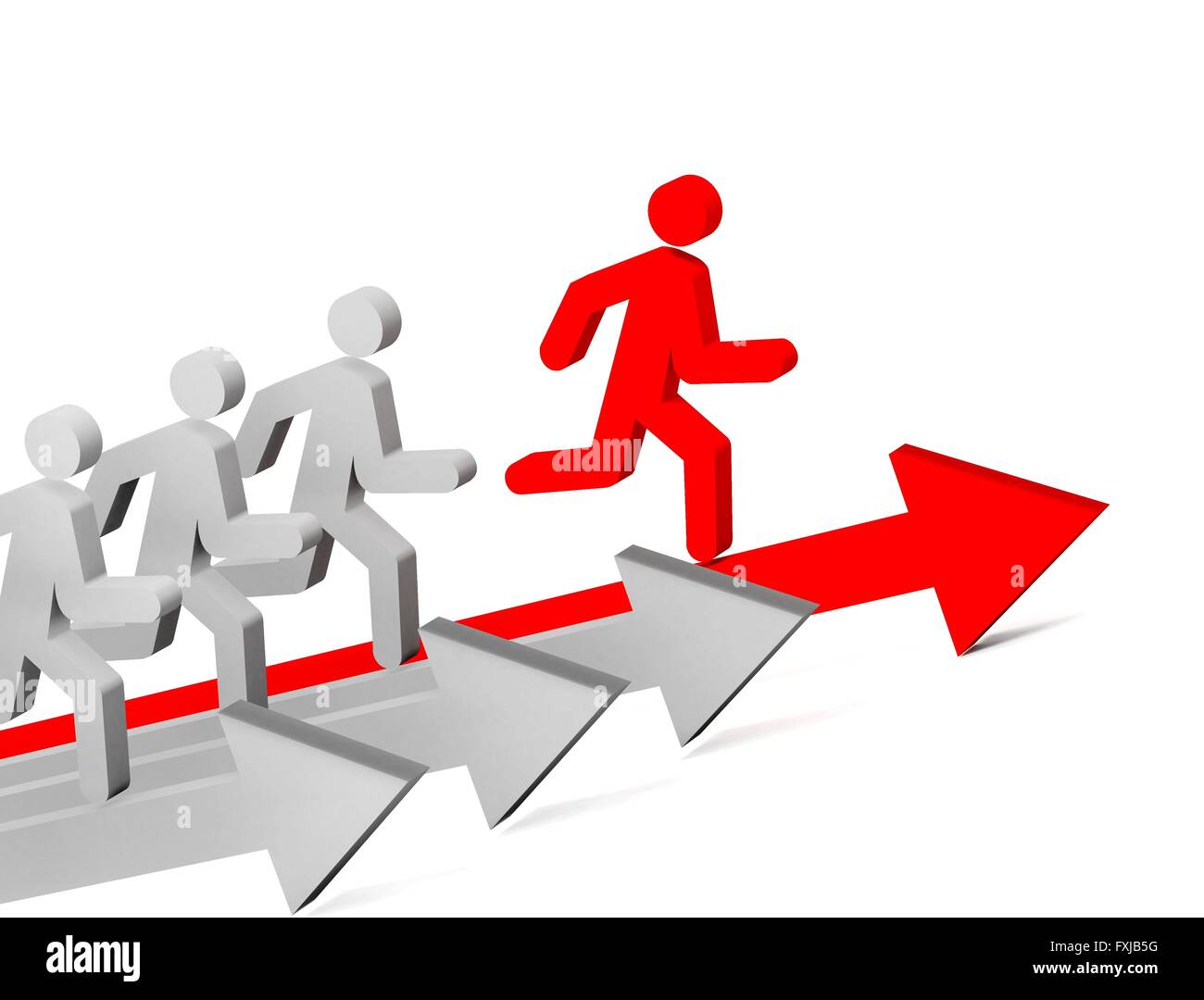 Flèches aiguës avec leader. Concept. 3d illustration. Banque D'Images