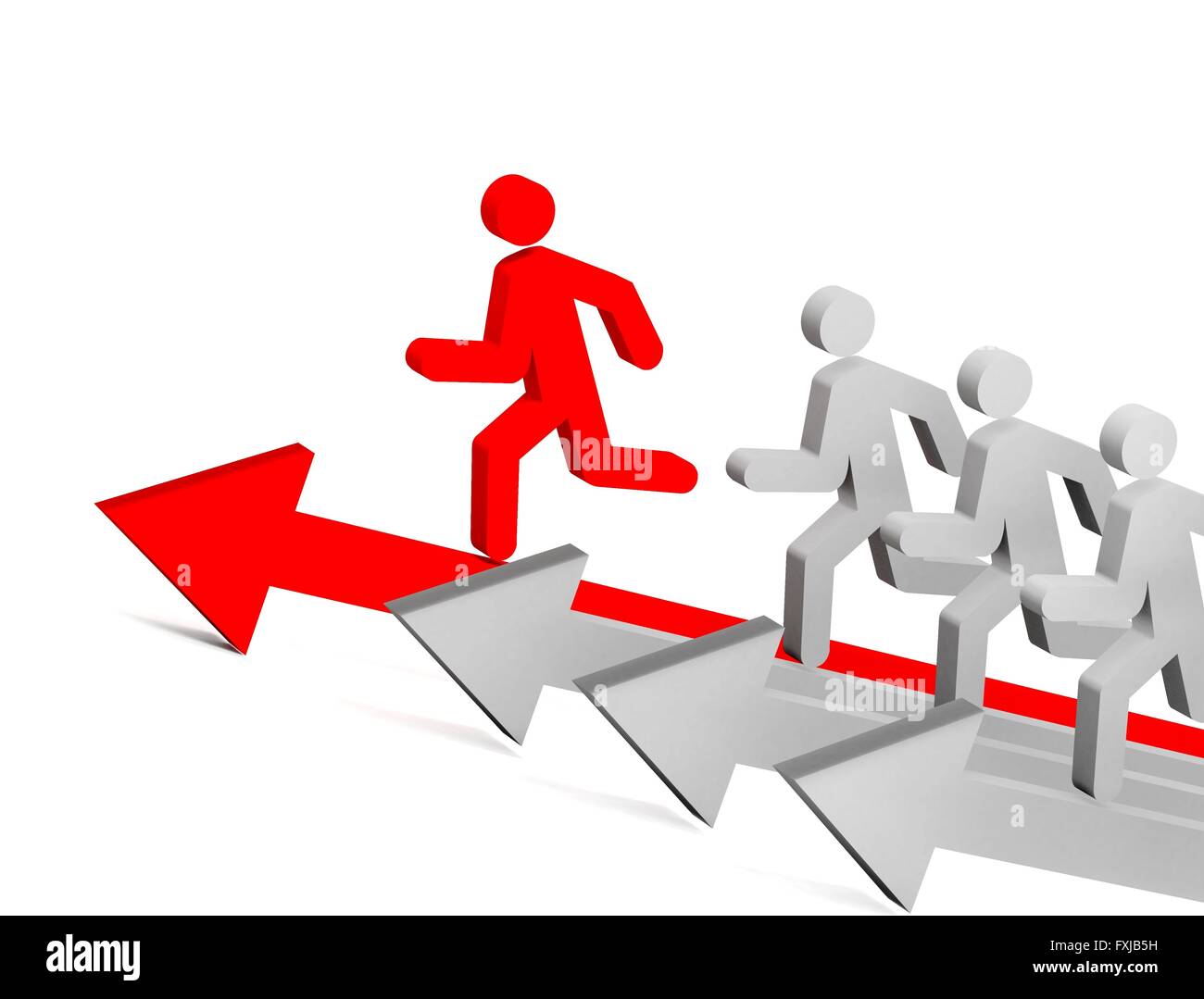 Flèches aiguës avec leader. Concept. 3d illustration. Banque D'Images